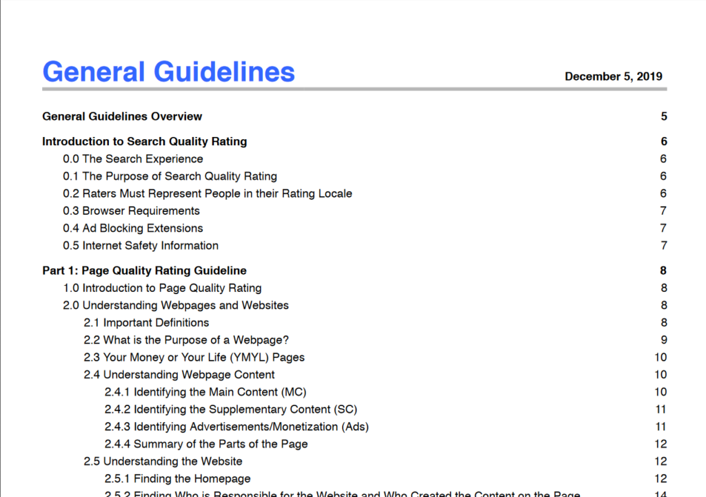 Quality Rater Guidelines